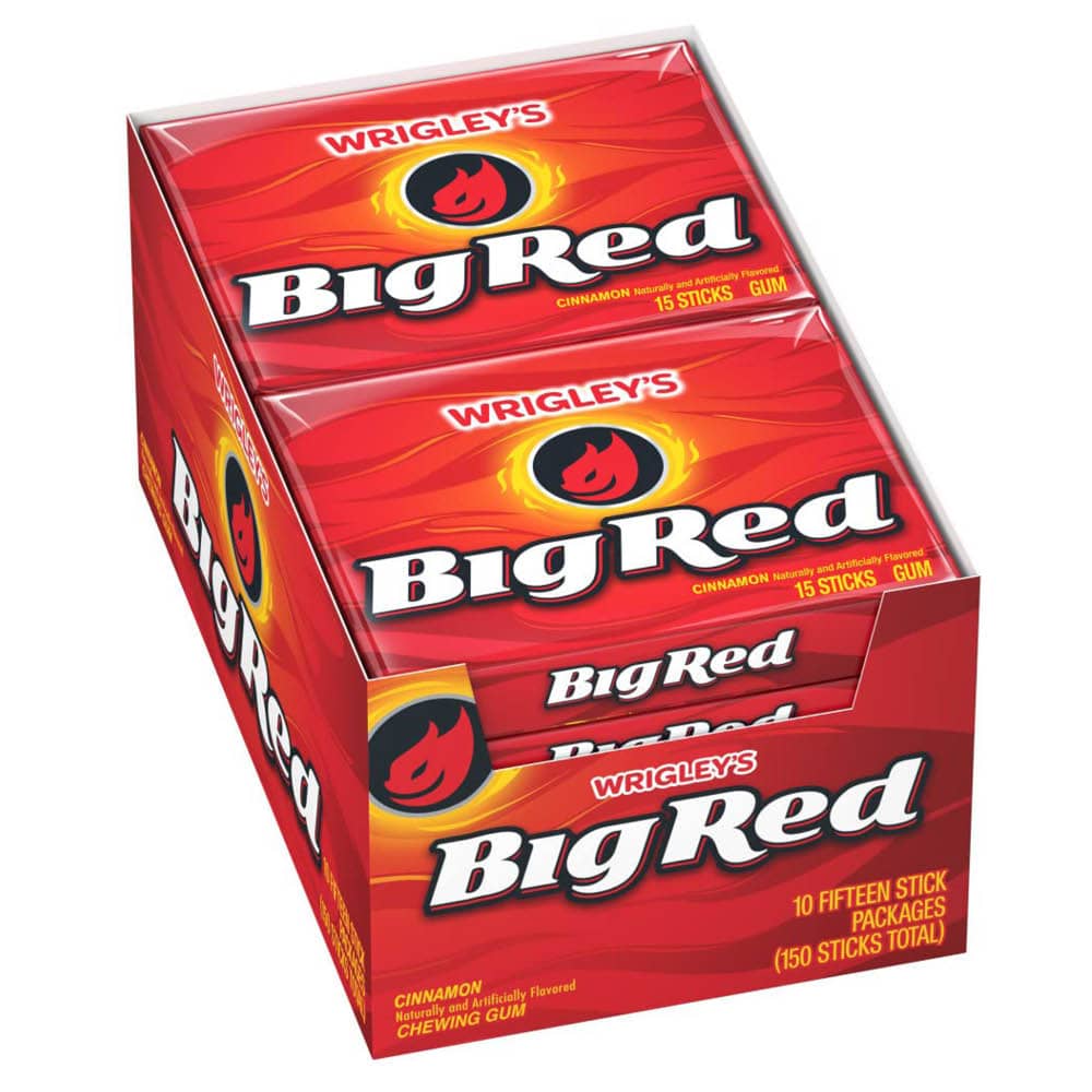 Wrigley's Big Red Chewing Gum 15 Pieces - Box of 10