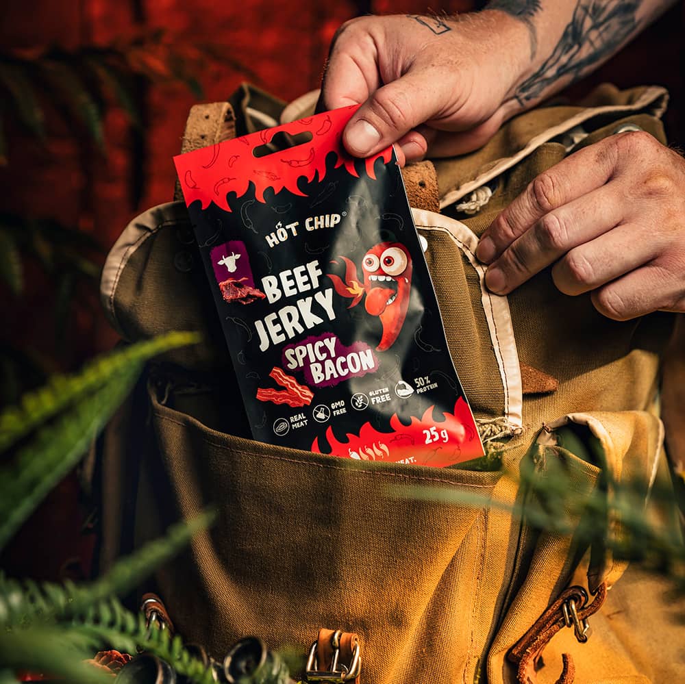 Hot Chip Beef Jerky Spicy Bacon 25g
