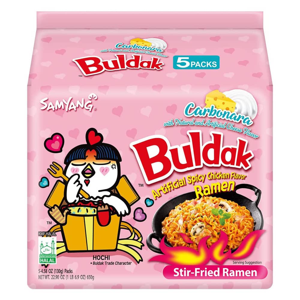 Samyang Buldak Carbonara Hot Chicken Ramen Noodles 650 g (130 g x 5)