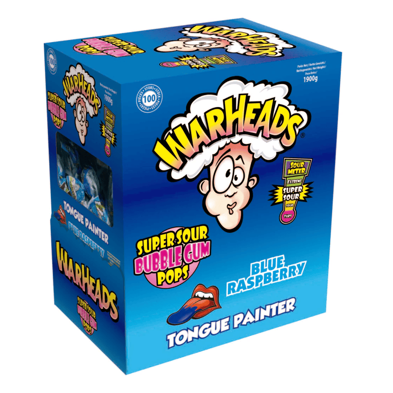 Warheads Lollipop Blue Raspberry 100-pack